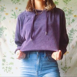 Cropped Velvet Hooded Sweatshirt